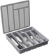 Lifewit Silverware Organizer with Lid, Covered Utensil Tray for Kitchen Drawer, 6 Compartments, Gray Plastic Cutlery