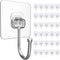 30 Packs Large Heavy Duty Adhesive Wall Hooks, 44lb Max Hold, Transparent Waterproof Rustproof Sticky Hooks for Home