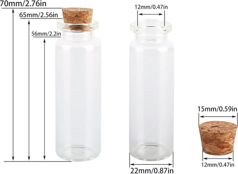 MaxMau 24 Sets Tiny Vials 15ml Mini Glass Bottles with Cork Stoppers for Wedding Favors Art Crafts DIY Decoration