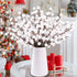 Vellibring 32 Pack Artificial White Berry Stems, Christmas White Berries Picks Holly Berry Branches for Christmas Tree