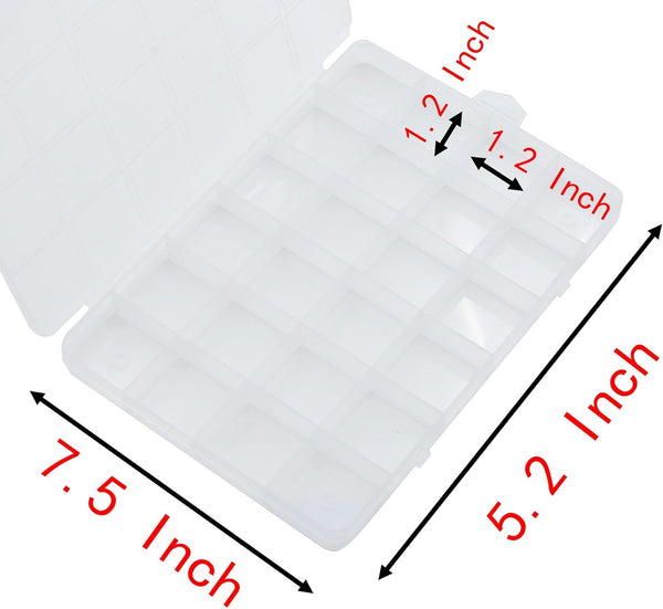 YIKANGHENG 25 Grids 7.5 Inch x 5.2 Inch Fixed Clear Plastic Jewelry Organizer Storage Box Jewelry Earring Tool Containers (1) by YIKANGHENG