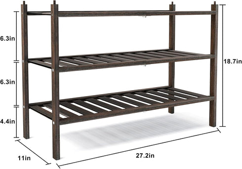Dranixly 3-Tier Closet, RoomMocha Shoe Rack, Bamboo Stackable Shelf Storage Organizer, Stand for Entryway, Hallway
