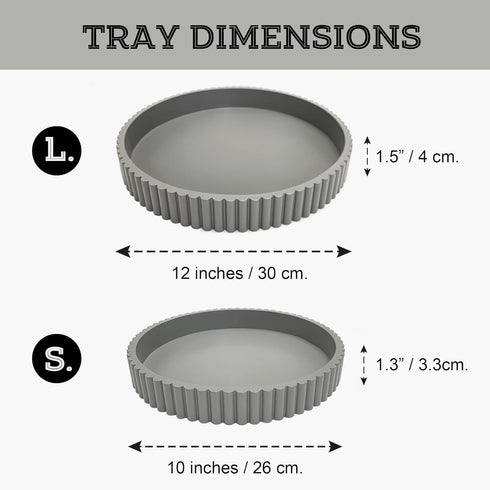 Buecasa 2pcs Set 12"/10" Modern Table Round Decorative Trays Home Decor - Circle Coffee Table Centerpiece - Wooden Cool