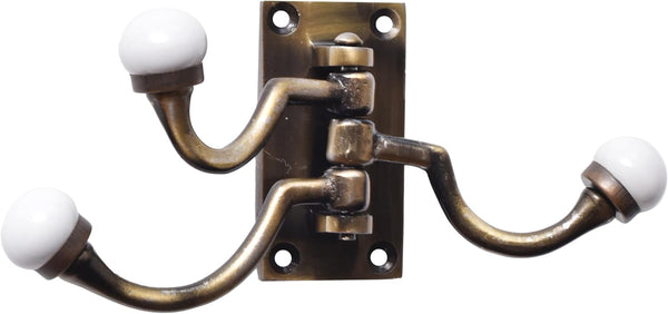 IndianShelf Decorative Swivel Wall Hooks - Iron Ceramic Antique Foldable Coat Hooks for Hanging, Vintage Towel Holder