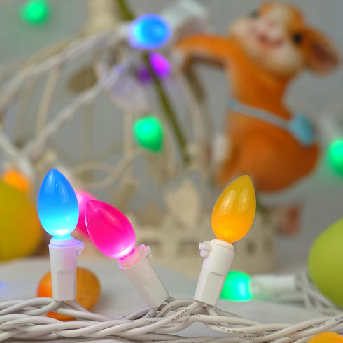 50 17FT BOHON Easter Decorations, Easter Lights String Plug in, LED Multi Color Christmas Lights, White Wire Fairy