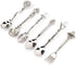 Fdit 6Pcs Vintage Carved Coffee Spoon Set, Retro Zinc Alloy Dessert Cutlery for Kitchen (Silver)