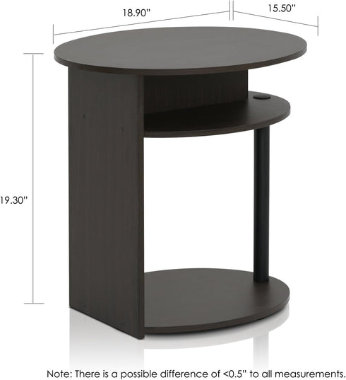 Walnut Oval End Table - Modern Three-Tier Design for Any Space