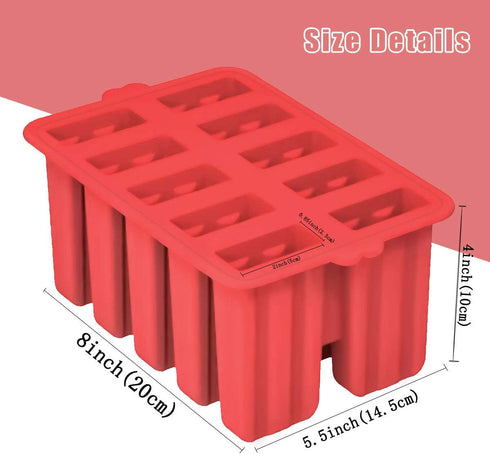 Silicone Popsicle Molds, 10 Cavity BPA-Free Red Cone Shaped Food Preparation Molds with Sticks and Funnel