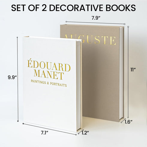 Braveriky Set 2 Aesthetic Decorative Books - Fake Books Storage Box for Decoration - of Linen Coffee Table Decor