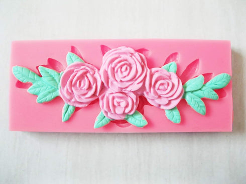 2 Pieces Four Roses Candy Silicone Mold - Fondant Chocolate Molds for Cake Topper Decor and Desserts