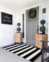 LEEVAN Black and White Striped Door Mat, 2'x4', Washable Reversible Cotton Woven Rug for Indoor/Outdoor