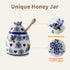 Style,10oz ZOOBEE Ceramic Honey Pots with Dipper and Lid Farmhouse Honey Jar with Dipper,Handpainted Honey Jars
