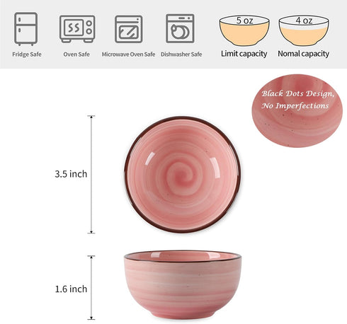 Selamica Ceramic Small Bowls, 4 OZ Dipping Bowls, 3.5 Inch Mini Bowls for Ice Cream Dips Side Dishes, Microwave Dishwasher Safe, Set of 6, Gradient Color by Selamica