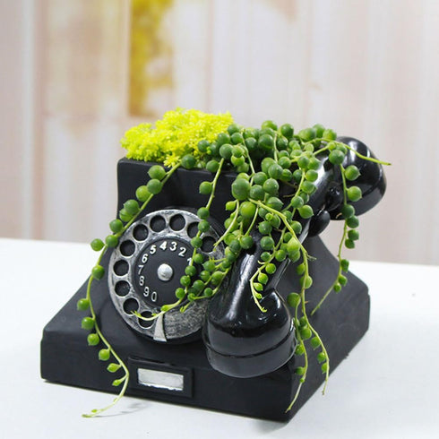 Yardwe 1pc Retro Telephone Shaped Animal Succulent Planter Pot, Modern Cute Vintage Flower Pot for Garden