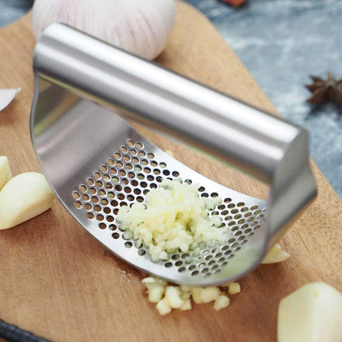 Garlic Press Rocker Stainless Steel, Fruit Crusher with Comfortable Handle, Easy Use & Clean Kitchen Tool