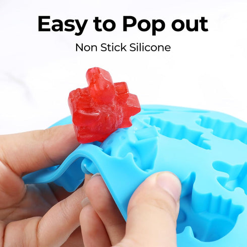 2 Sized Dinosaur Candy Molds - Regular and Mini Silicone Chocolate Molds, Nonstick Set of 5