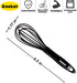 Anaeat 8.5" Silicone Balloon Whisk - Heat Resistant Kitchen Whisks for Whisking, Cooking, Baking (Black)
