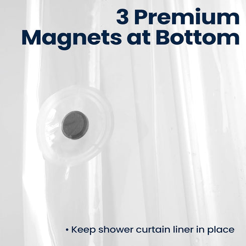 downluxe Waterproof Clear Shower Curtain Liner, PEVA Lightweight Plastic with 3 Magnets, 72" x 72", Clear