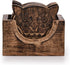 NIRMAN 6-Piece Wooden Crafted Coaster Set with Holder for Drink Bar, Tea, Coffee, and Home Decor (Owl Shape)