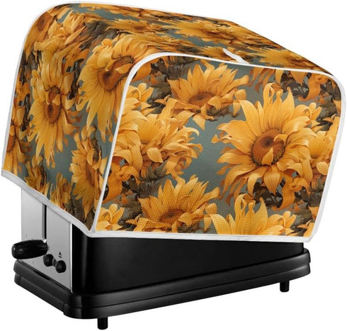4 Slice Toaster Cover Van Gogh Style Sunflower, Plus Size Dust Cover, Oil Painting Flowers Yellow Protection