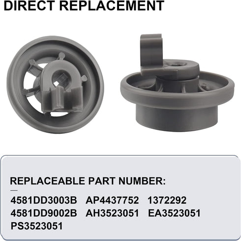 4581DD3003B Lower Dishrack Roller Assembly for L-G Dishwasher Wheels, 4 Pack
