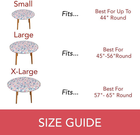 Covers For The Home Deluxe Elastic Edged Vinyl Fitted Table Cover, Butterfly Pattern, Large Round
