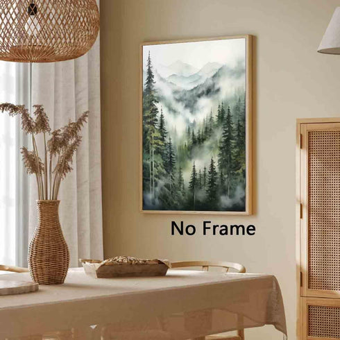 Landscape Watercolor Picture Misty Forest Poster Forest Tree Mountain Landscape Pictures Mountain Forest Painting Foggy Forest Print Mountain Forest Canvas Wall Art Foggy Forest 16x24inch No Frame