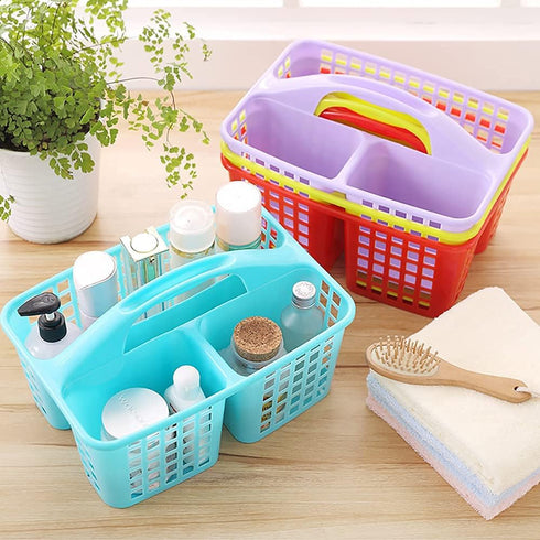 ALINK Plastic Shower Caddy Basket, Portable Divided Cleaning Supply Storage Organizer with Handle, Blue