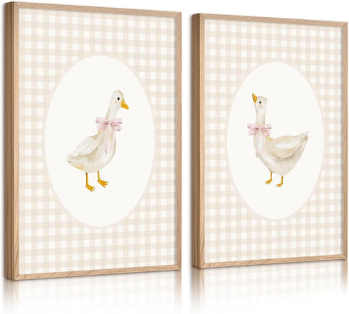 Olctedo Nursery Goose Wall Art Girl Coquette Canvas Wall Decor Baby Room Wall
