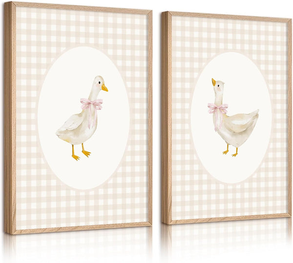 Olctedo Nursery Goose Wall Art Girl Coquette Canvas Wall Decor Baby Room Wall