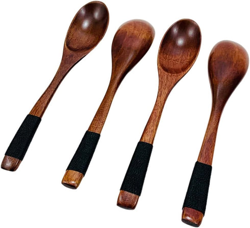 JapanBargain 2685x4, Set of 4 Wooden Dinner Spoons Yogurt Spoons Snack Spoons Ice Cream Spoons Children Spoons, 7-3/4 inch