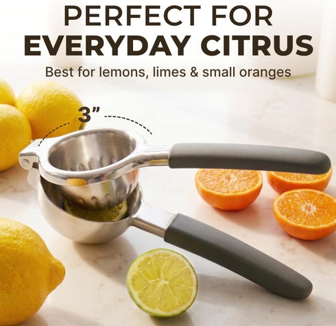 Large Lemon Squeezer Stainless Steel Press - Non-Slip Grip, Heavy Duty, Manual Design - Effortless Pro-Grade Lemon