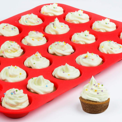 CAKETIME Silicone Muffin Pan Mini 24 Cups - Nonstick Food Grade Baking Pan