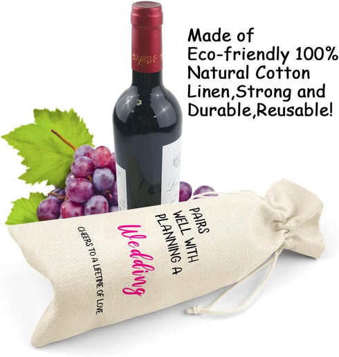 LANBAIHE Linen Wedding Wine Gift Bag - Reusable Gift for Bride and Groom, Perfect for Wedding Couples
