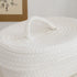 Handmade Cotton Rope Storage Basket with Lid, White Rope Bin for Makeup, Sundries, Snack, Needles - Desktop Storage Box