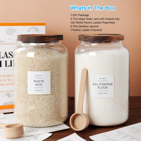 CZSZYGHBAO 2 More(1 gallon/4000 ml) PCS Large Glass Jar with Airtight Lid, Glass Food Storage Jars