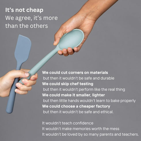 Set Tampoco Real Kids Cooking & Baking Montessori Kitchen Tools for Real Cooking with Food-Safe Silicone Utensils