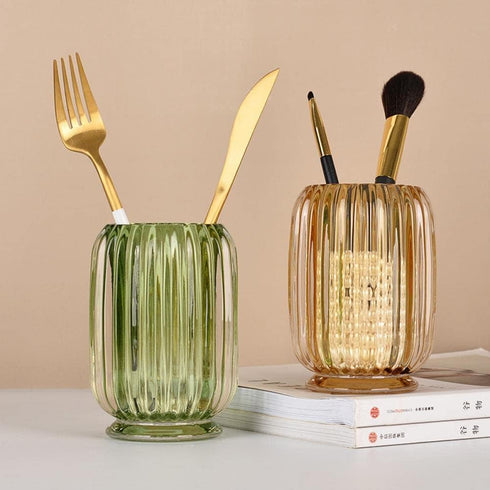 Gaolinci Countertop, Clear Tumbler Cup Makeup Brush Toothbrush Holder for Bathroom, Vanity, Desk and Bedside Table