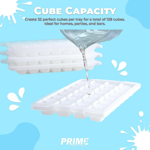 Prime Home Direct Ice Cube Tray with Lid and Bin, 112 pcs, 4 Silicone Ice Cube Trays for Freezer