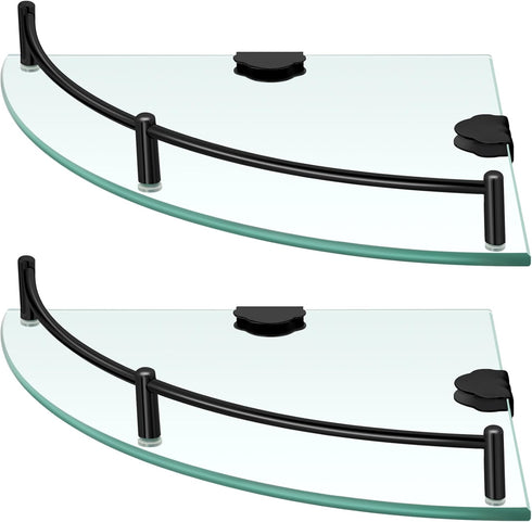 Crowye 2 Pcs Corner Shower Shelf 2-tier Glass Corner Shelf Stainless Steel