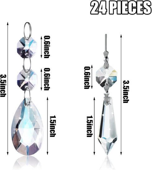 24 38 mm Potchen Pcs Chandelier Crystal Replacement Teardrop & Icicle Crystal Prisms Hanging Gems Parts for Lamps