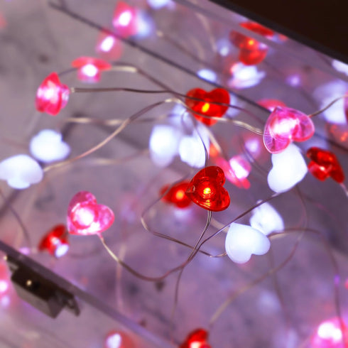 30 Curyidy Valentines Day Decor Heart String Lights, LED Fairy Lights with Remote Control & Waterproof Battery Operated