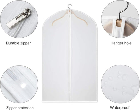 Kntiwiwo Clear Garment Bags, Suit Bag for Closet Storage, Hanging Clothes Dress Cover Bags (24" x 40", 12pcs)