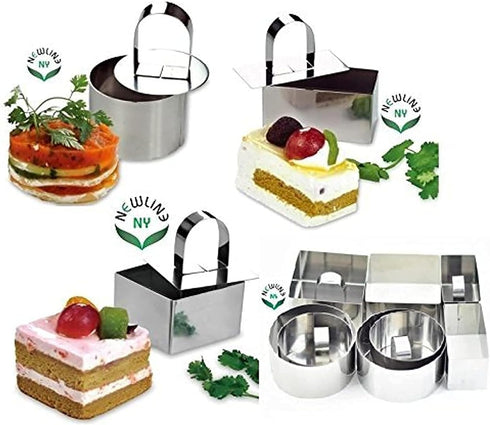 NewlineNY Stainless Steel Dessert Rings, 12 Pcs - Round, Square, Rectangular Molds for Appetizers, Salads, Cakes, Mousse