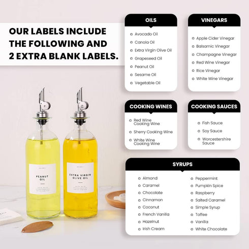 500ml, Set 2 Molimoli Oil and Vinegar Dispenser with Metal Pour Spout, Weighted Pourer, Glass Bottle Dispenser