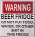 Warning Beer Fridge Magnet, Funny Sign Magnet Stickers, DO NOT Put Food or Water in This Fridge