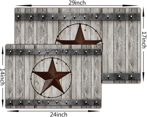 JAWO Rustic Barn Star Bathroom Rug, Non Slip Bath Mat with Retro Western Texas Star Design
