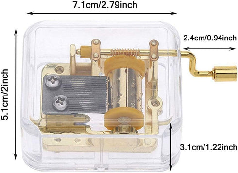 Pursuestar Happy Birthday Music Box - Clear Gold Hand Crank Musical Box for Mom/Dad/Daughter/Son - Unique Gift