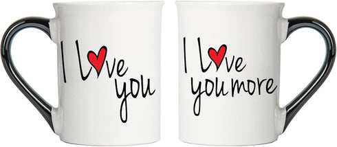Wedding Gifts for Couples, Set of 2 I Love You More Coffee Mugs, Engagement Gift Ideas for Men/Women