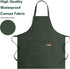 Waterproof Green Canvas Cotton Cooking Kitchen Chef Bib Aprons, Adjustable Straps, Large Pockets for Men Women